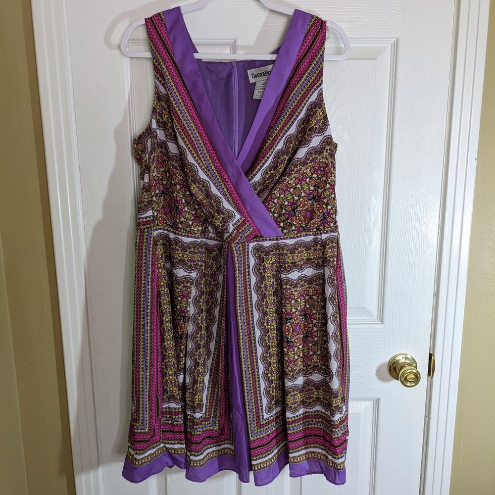 Danny & Nicole Fit & Flare Sleeveless Mixed Geometric Print Dress - 14W